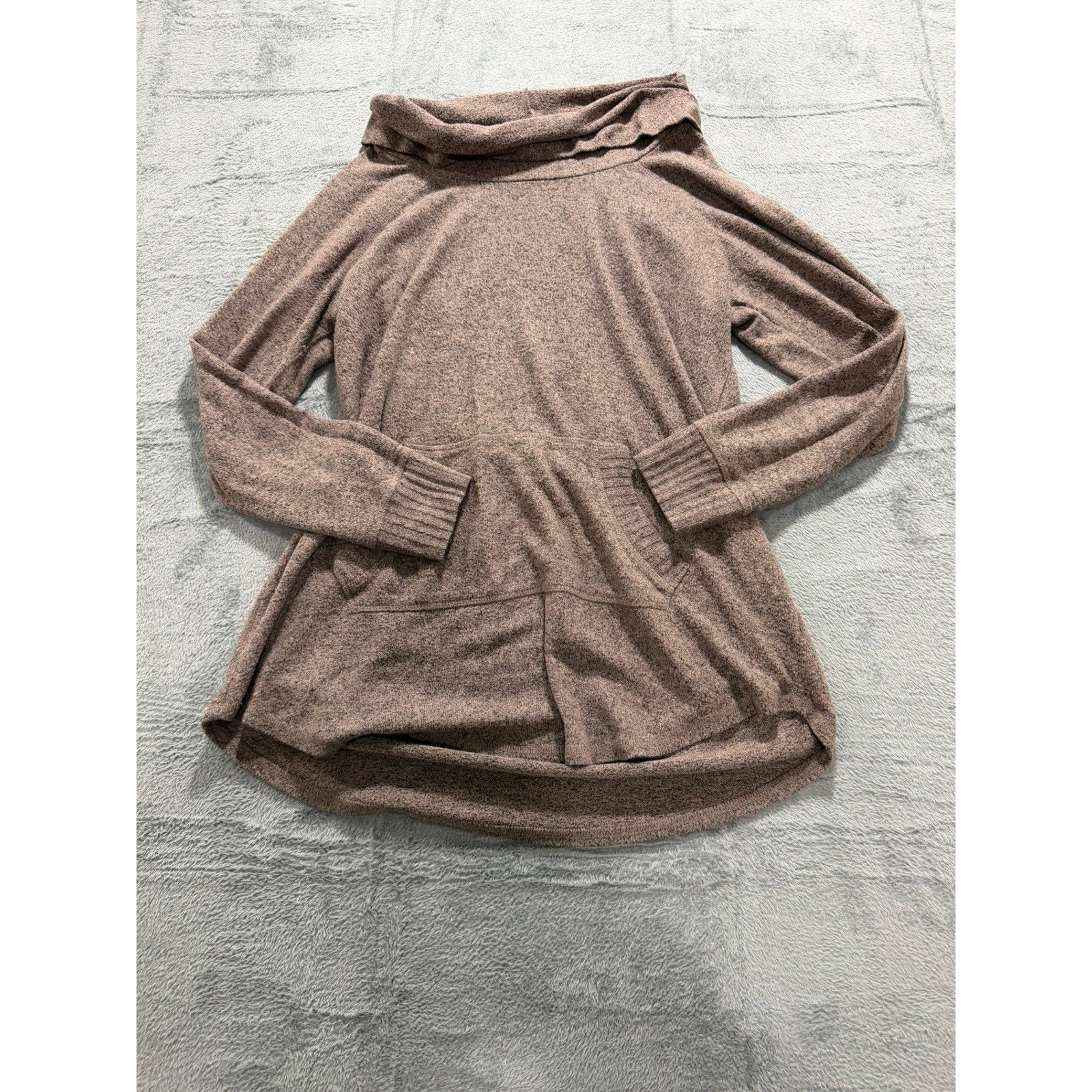 Torrid Super Soft Plush Cowl Neck Tunic Sweater Mauve Brown Marl Size 0 L XL