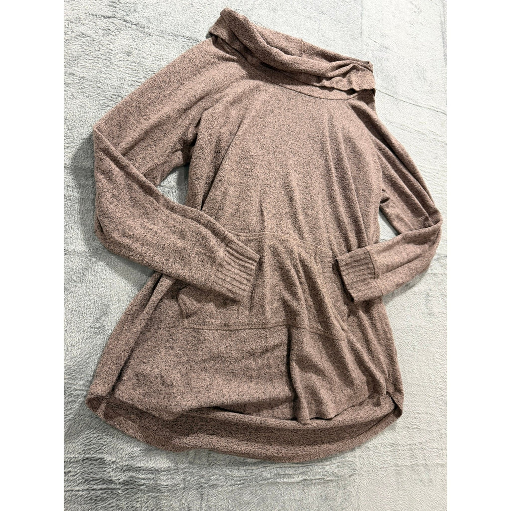 Torrid Super Soft Plush Cowl Neck Tunic Sweater Mauve Brown Marl Size 0 L XL