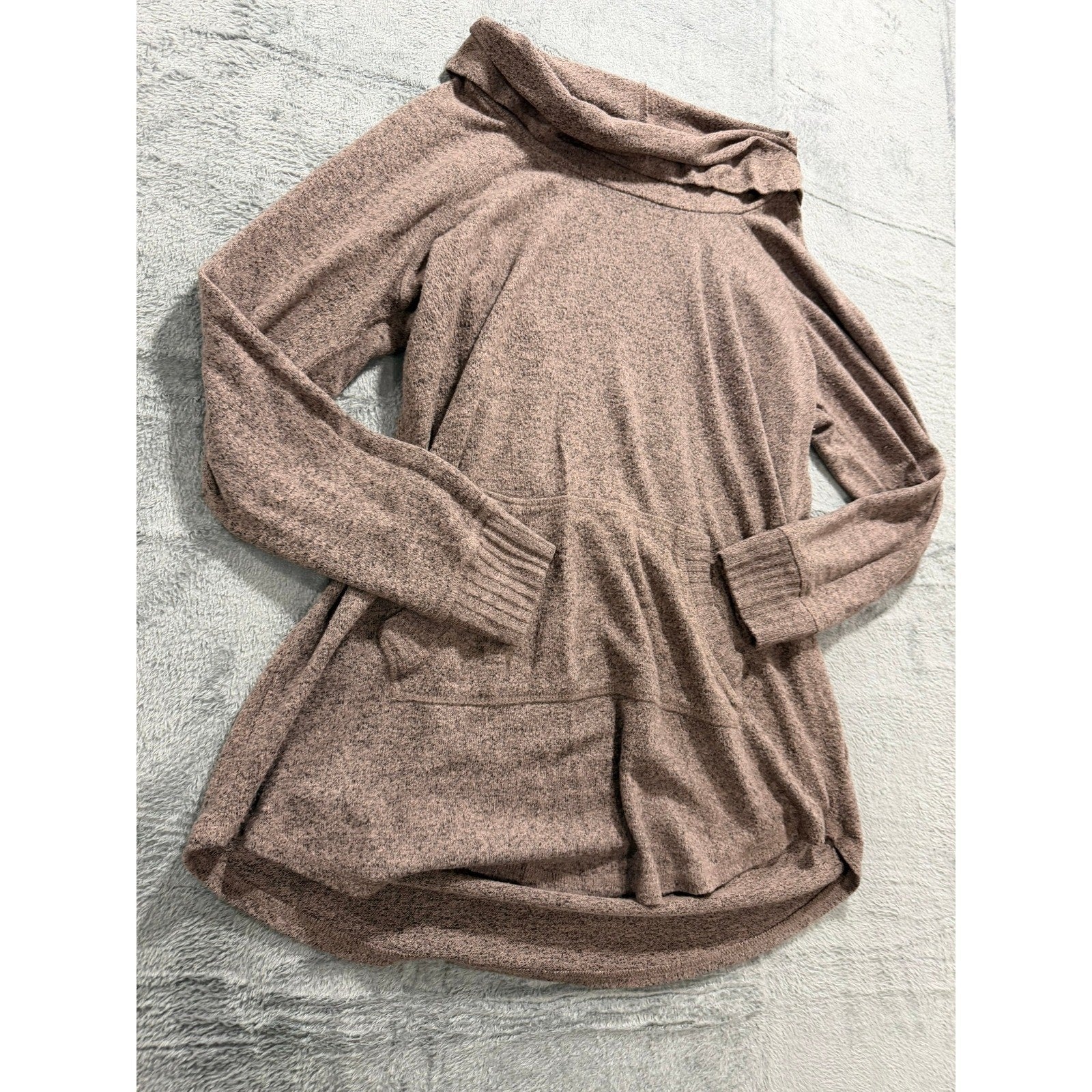 Torrid Super Soft Plush Cowl Neck Tunic Sweater Mauve Brown Marl Size 0 L XL
