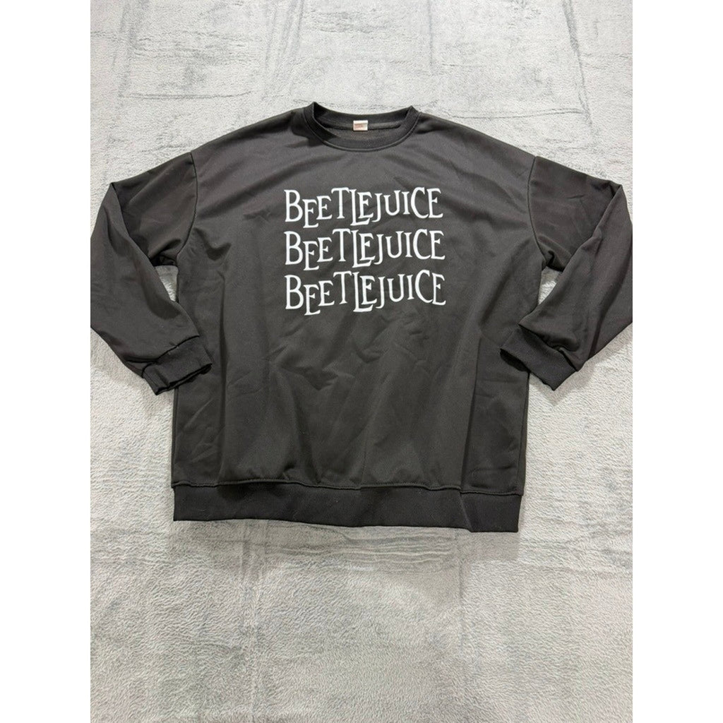 Beetlejuice Halloween Classic Cozy Black Graphic Sweatshirt 2XL Movie Pullover