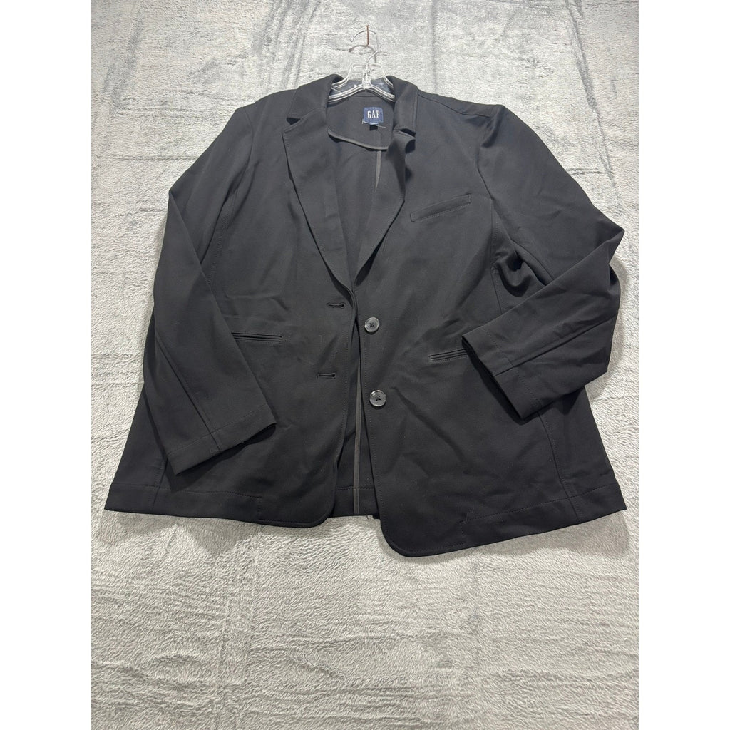 GAP Womens Black Two-Button Stretch Knit Blazer Jacket Size Large L Solid