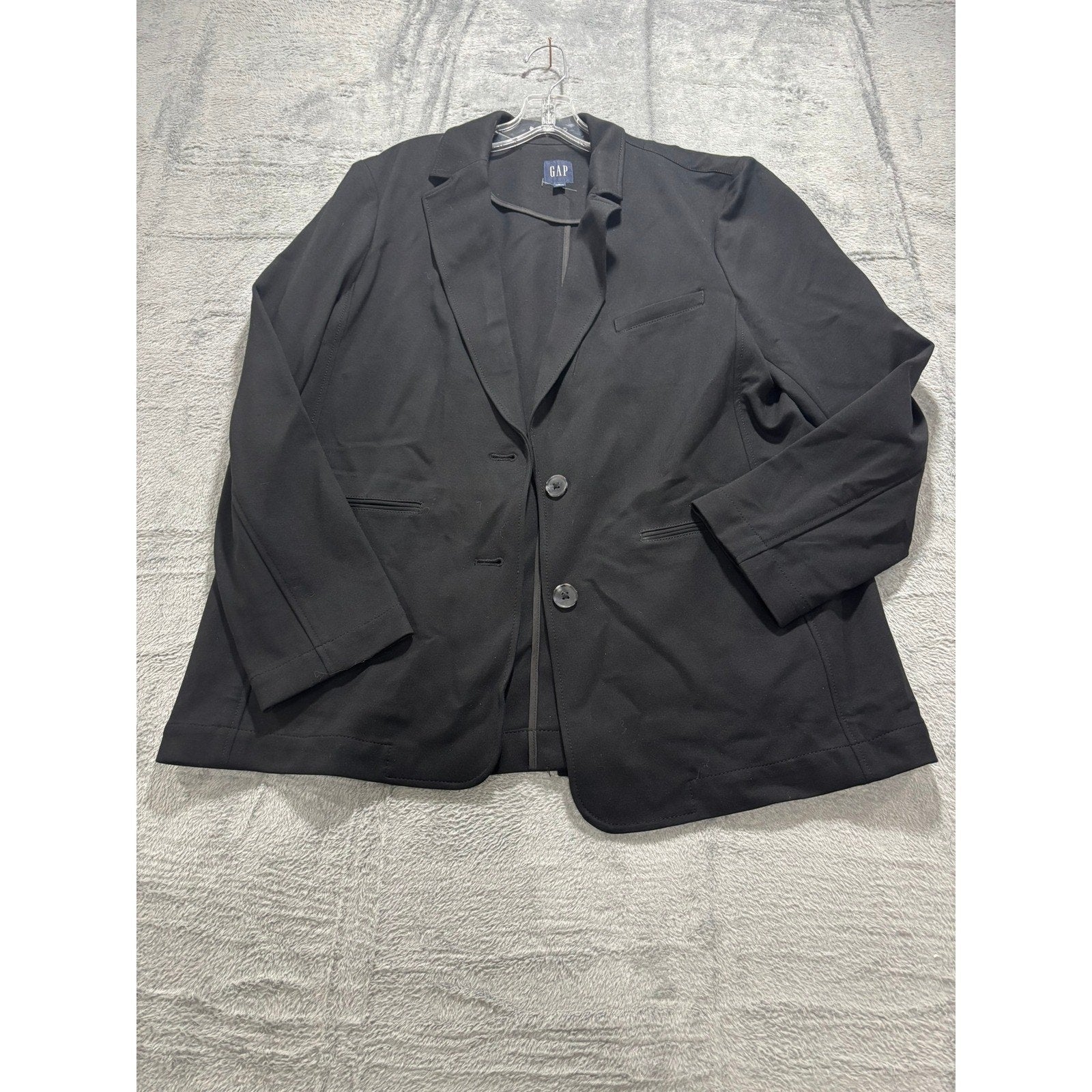 GAP Womens Black Two-Button Stretch Knit Blazer Jacket Size Large L Solid