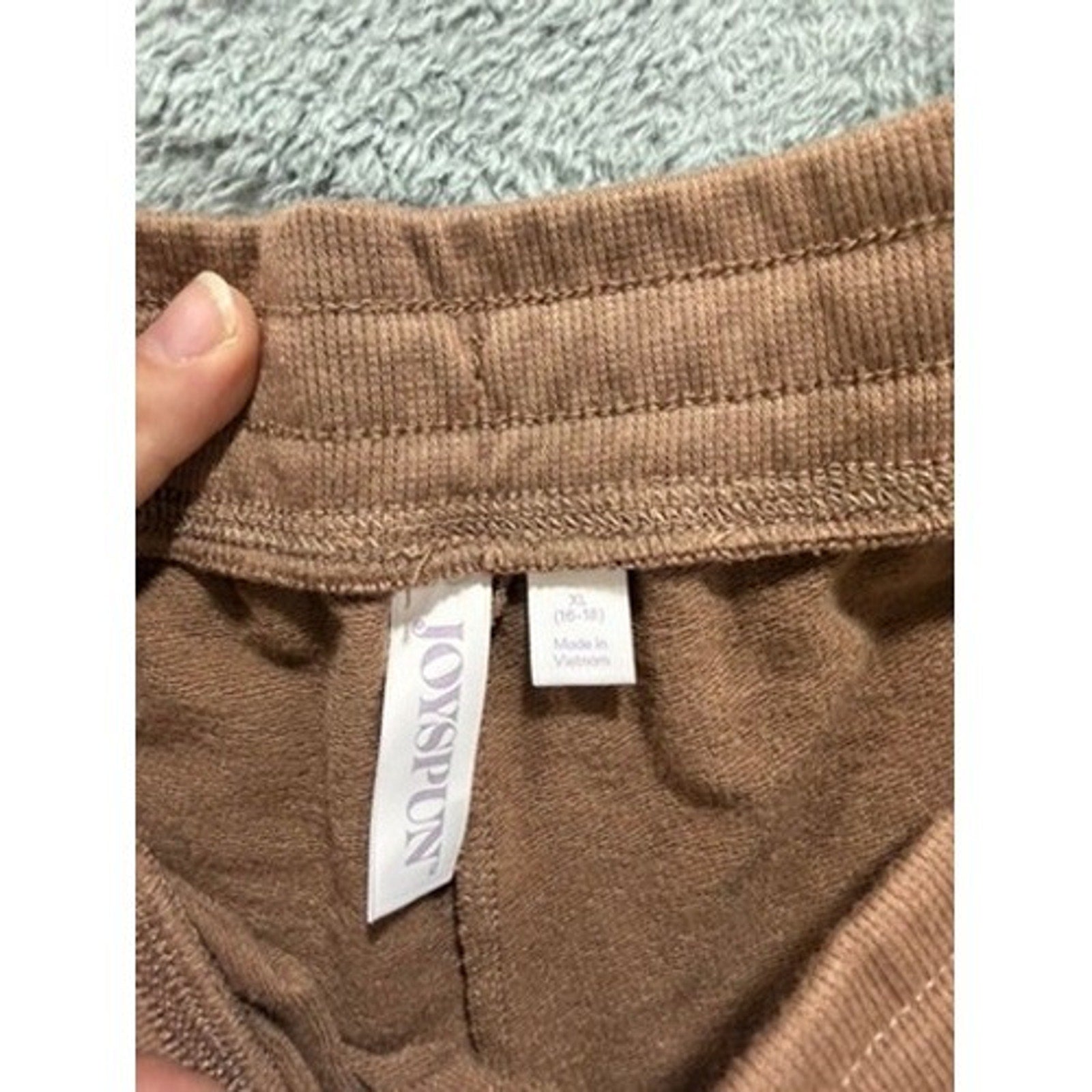 Joyspun Womens XL Brown Wide Leg Lounge Pants Drawstring Pockets Cropped Relaxed