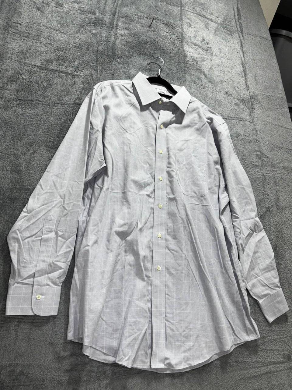 Brooks Brothers Mens 17-34 Gray Plaid Slim Fit Long Sleeve Dress Shirt