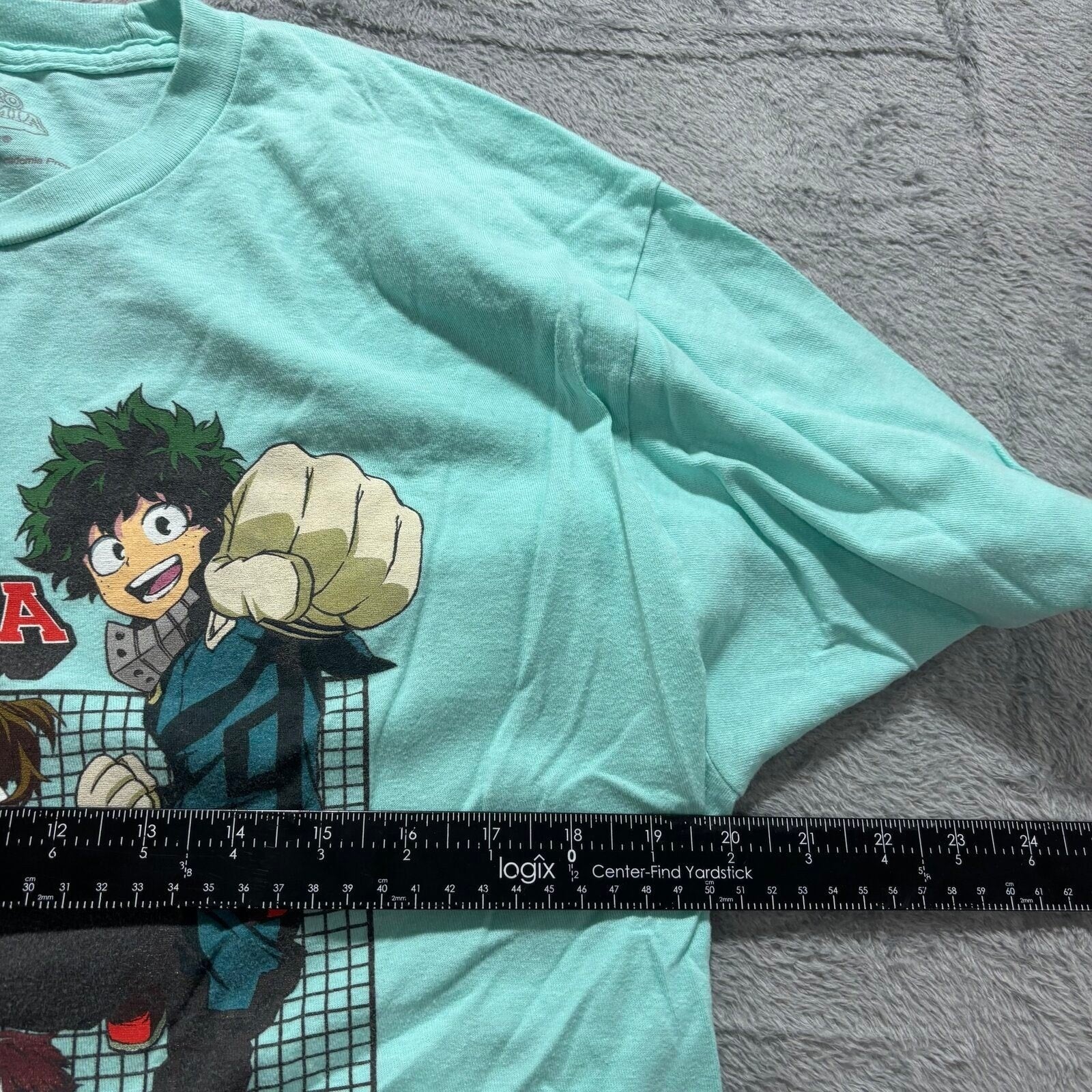 My Hero Academia L Mint Green Graphic T-Shirt Womens Casual Vintage Style