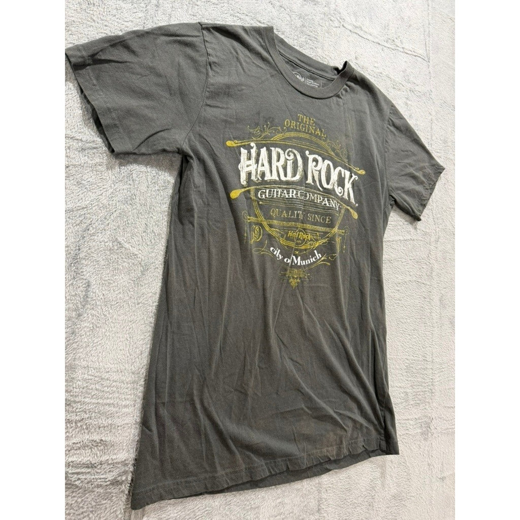 Hard Rock Cafe Munich Guitar Company Graphic T-Shirt Mens Medium Charcoal Grey