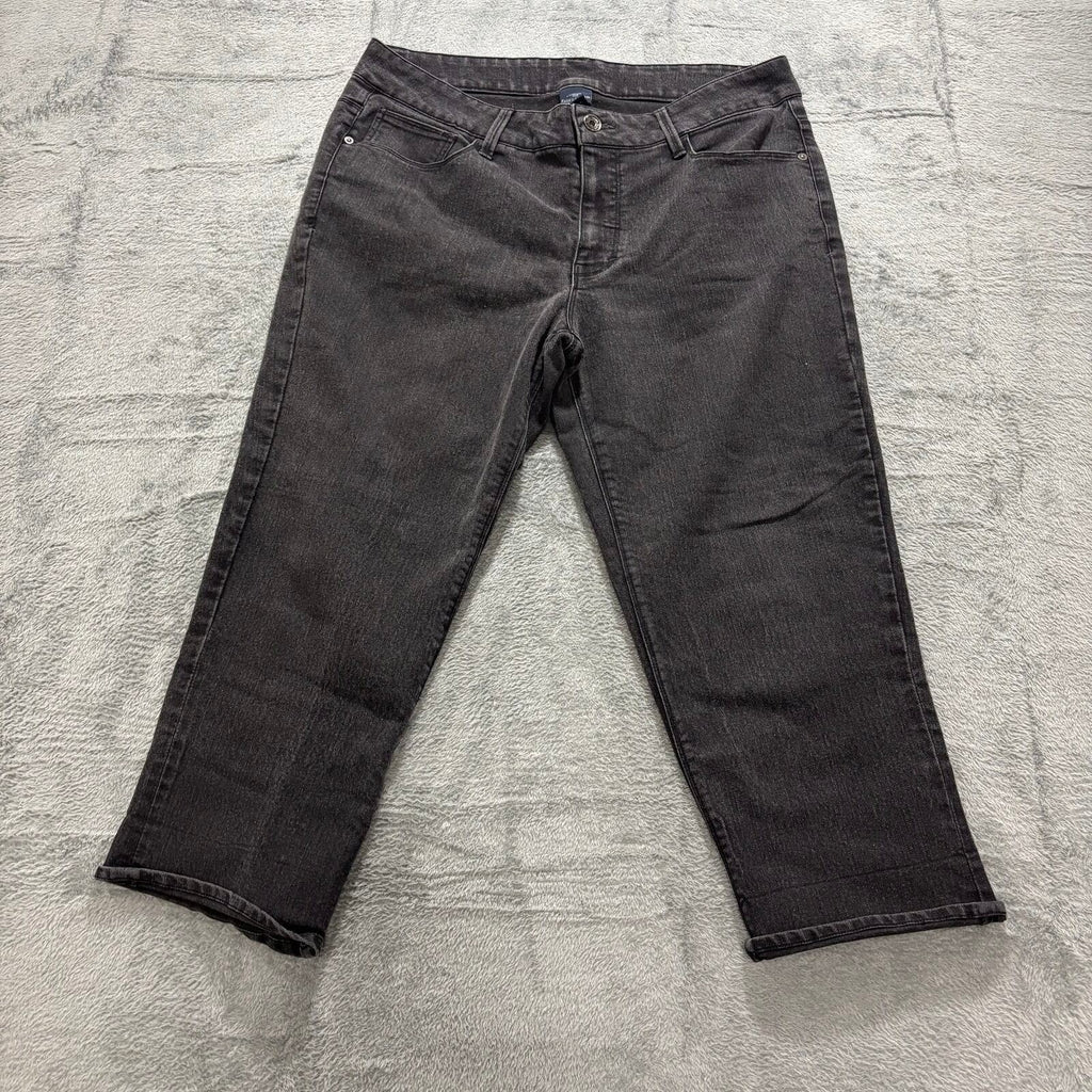 Faded Glory Womens 16 Black Denim Cropped Jeans Casual Boho Capri Pants