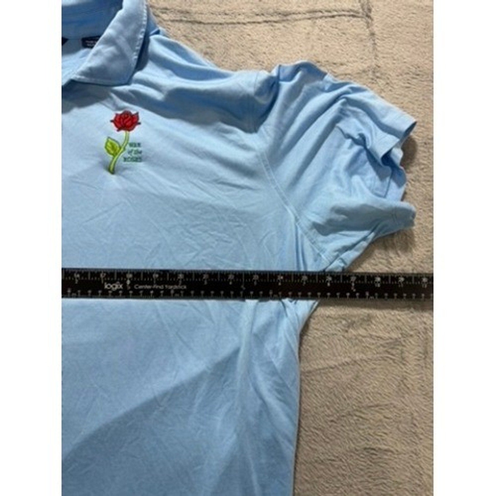 Cutter & Buck Mens XXL Light Blue War of the Roses Embroidered Polo Shirt
