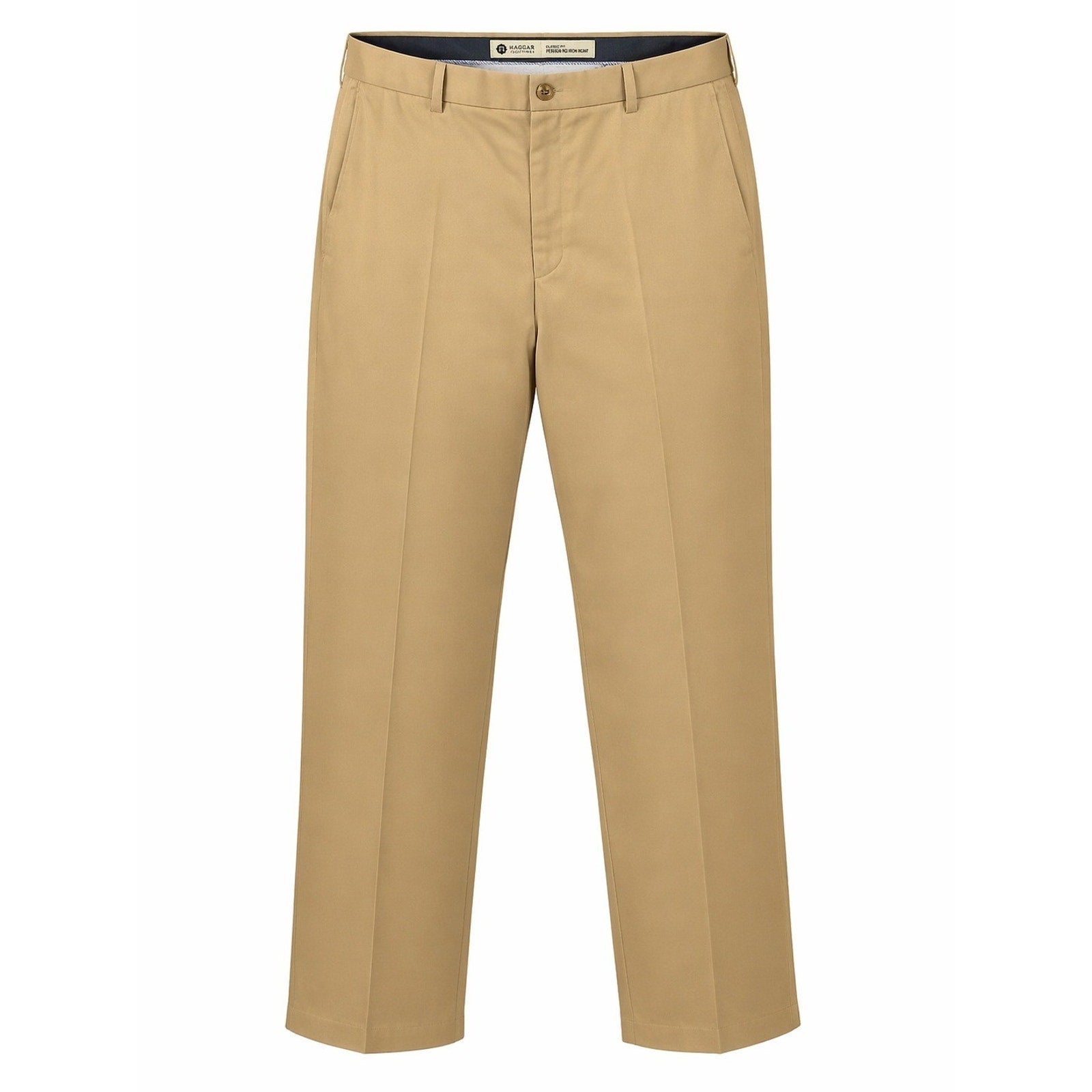 Haggar Khaki Pants Mens 42x29 Classic Fit No Iron Flat Front Dress Chino