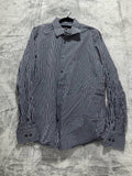 Express Men's Navy White Striped Dress Shirt Size L