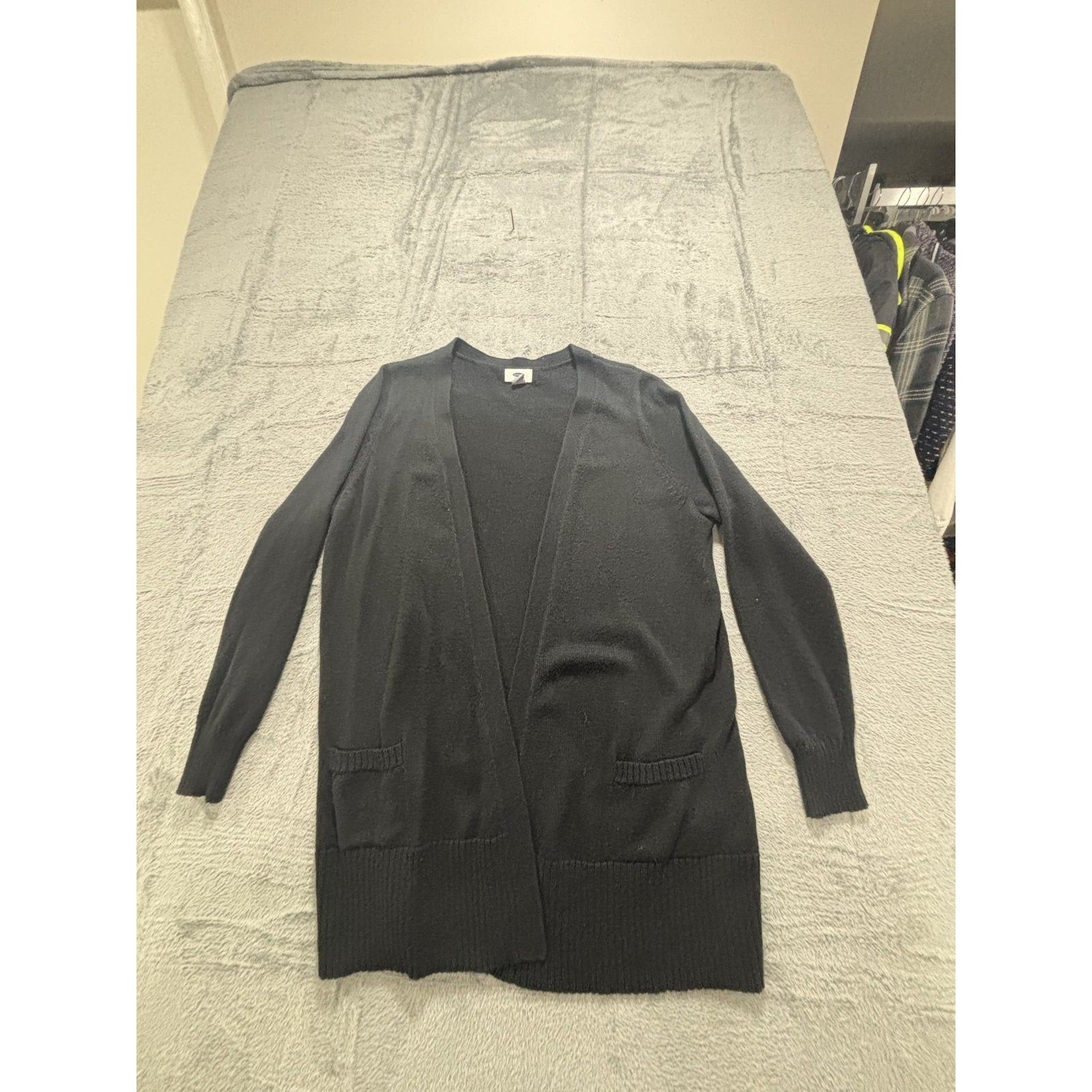 Old Navy 1X Black Womens Open Front Long Cardigan Duster Sweater Cozy Plus Size