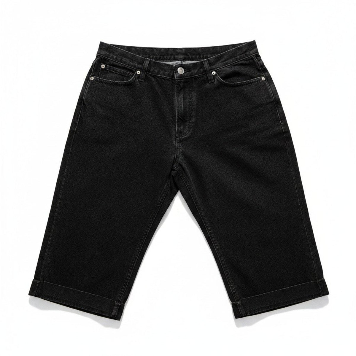 LL Bean Womens 16 PET Black Denim Bermuda Shorts Vintage Casual High Rise