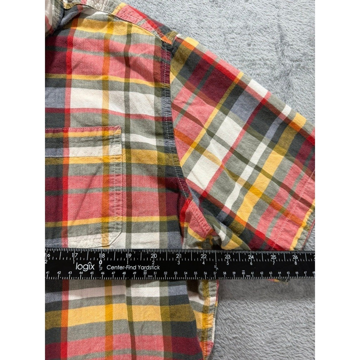 Woolrich Mens XL Short Sleeve Plaid Button Down Shirt Organic Cotton Modern Fit