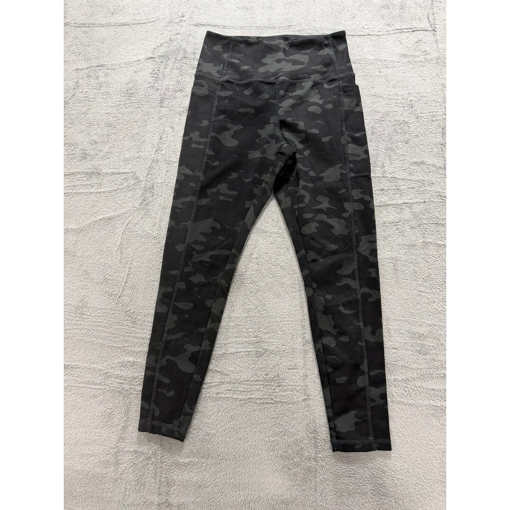 Danskin Womens S Black Camo High Rise Leggings Side Pockets Athleisure Casual