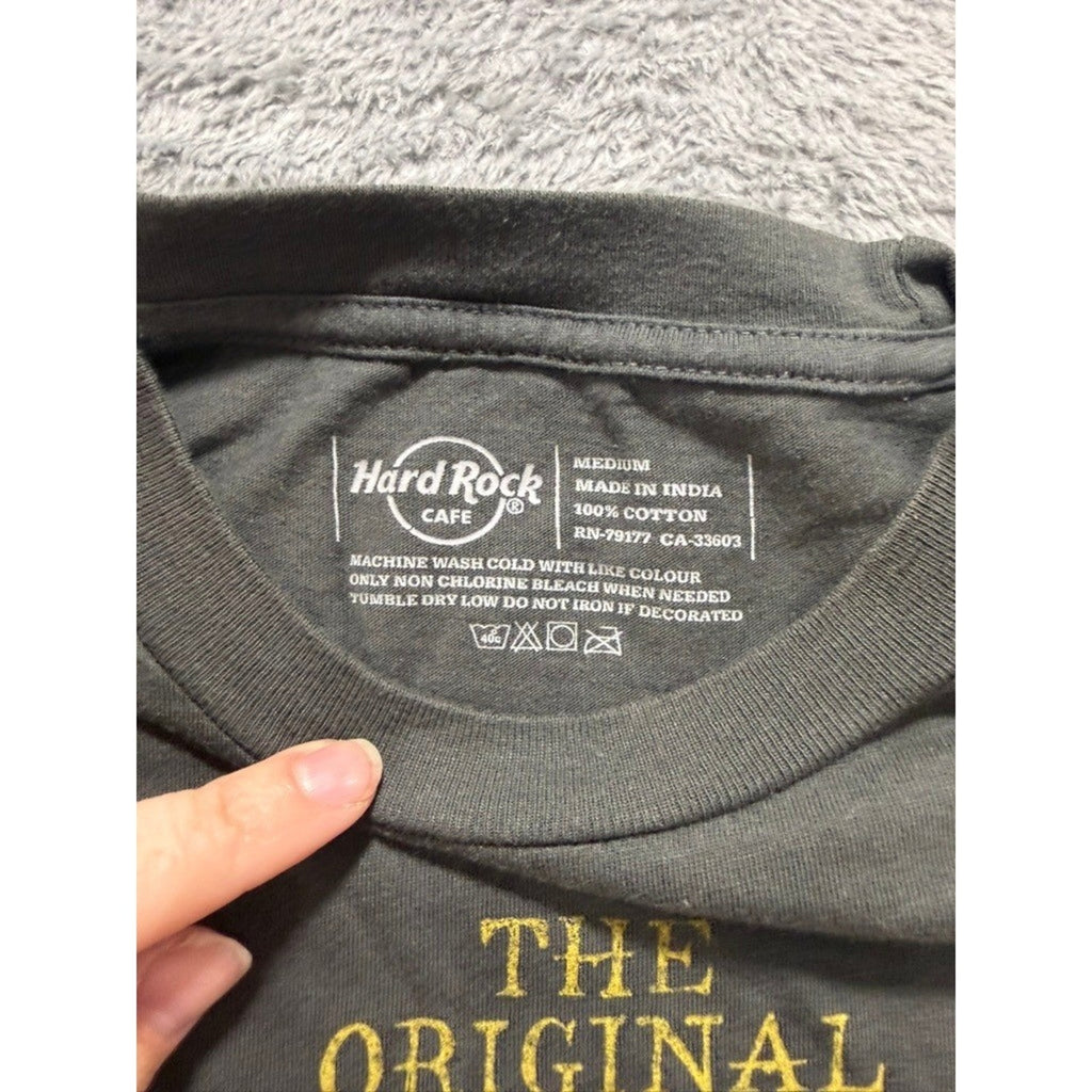 Hard Rock Cafe Munich Guitar Company Graphic T-Shirt Mens Medium Charcoal Grey