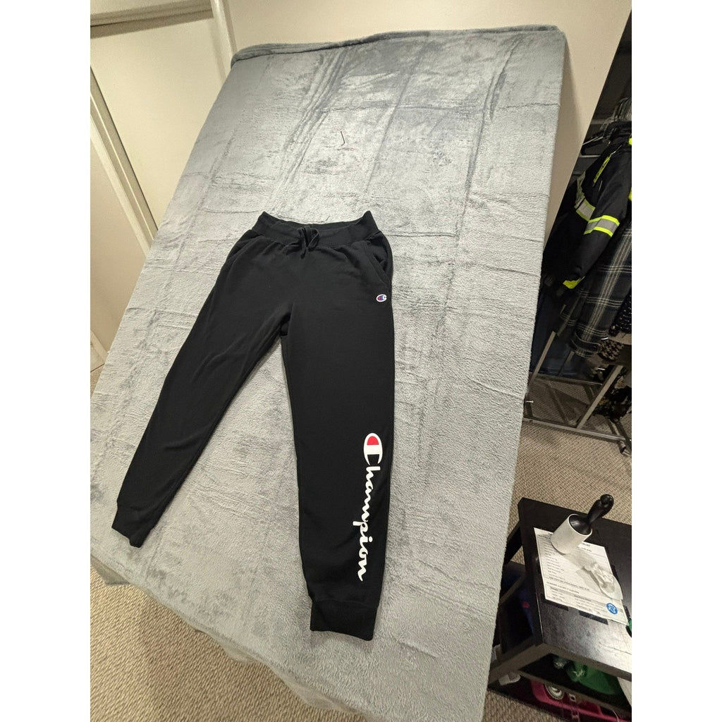 Champion Womens L Black Joggers Sweatpants Athleisure Casual Fleece Cozy Sporty