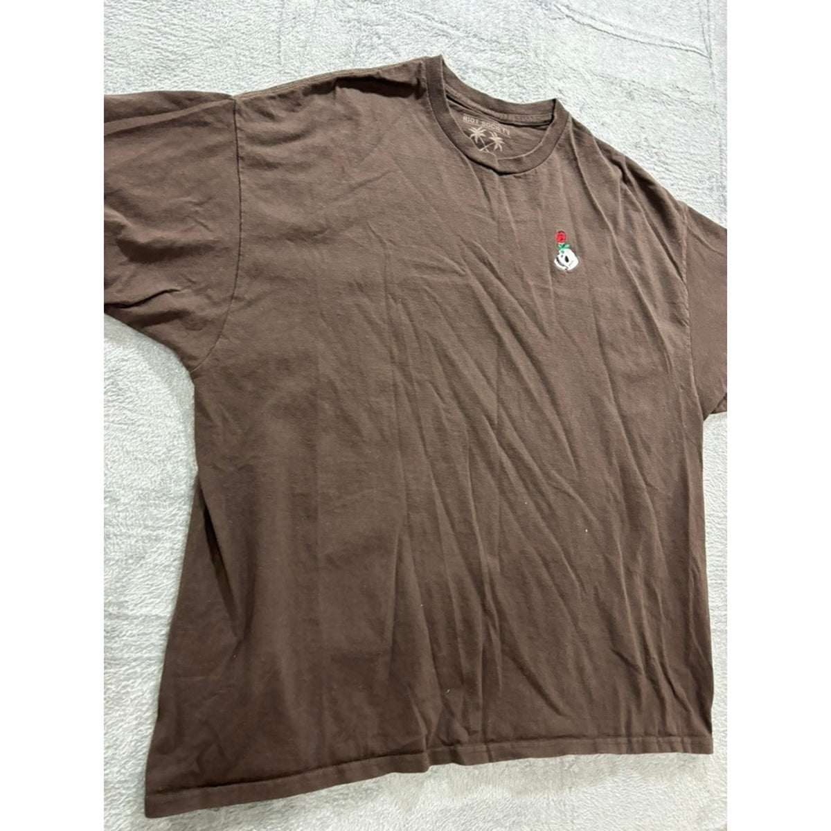 Riot Society T Shirt Men XXL Brown Skull Rose Graphic Cotton Short Sleeve
