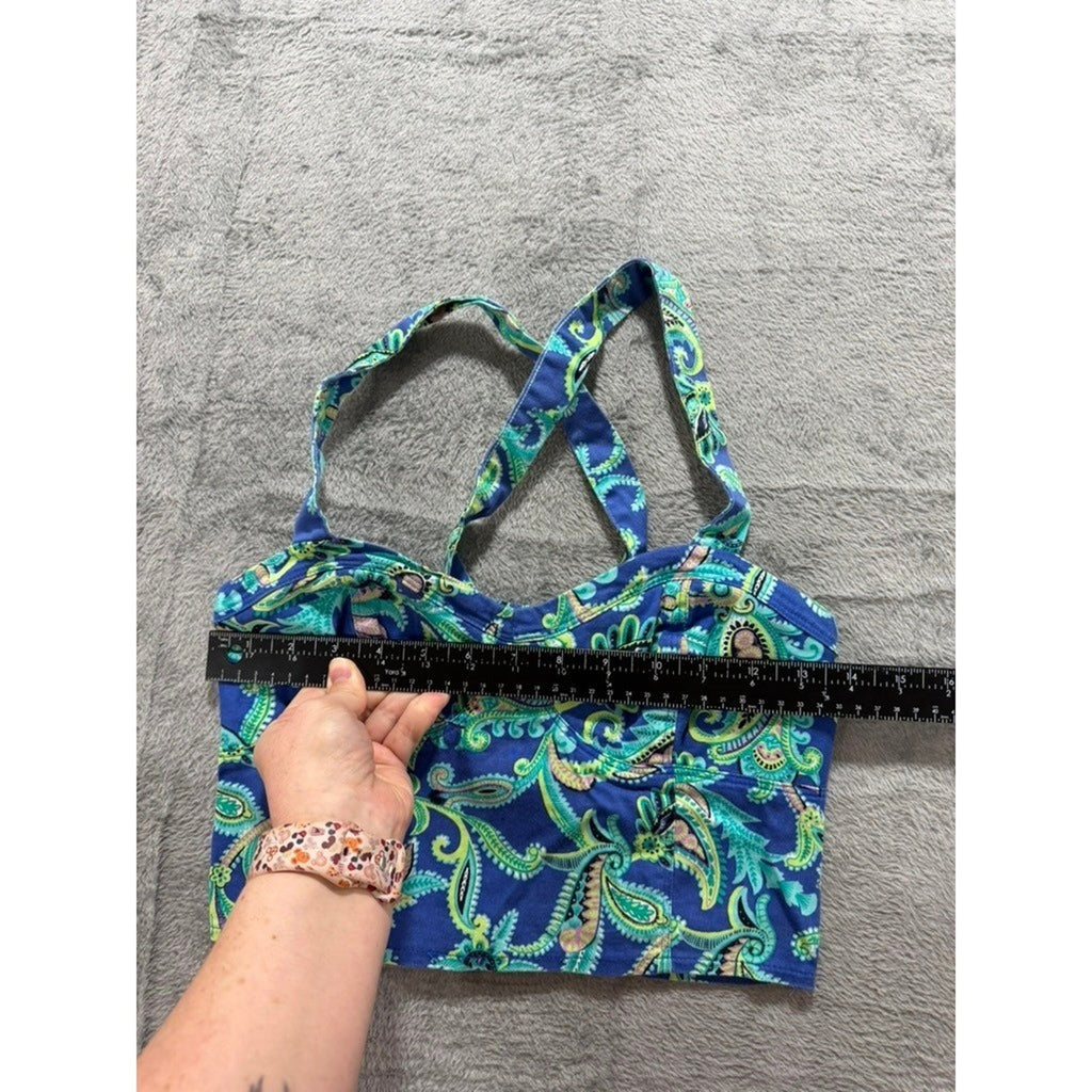 Aeropostale Crop Top Womens Small Blue Paisley Strappy Y2K Stretch Bustier