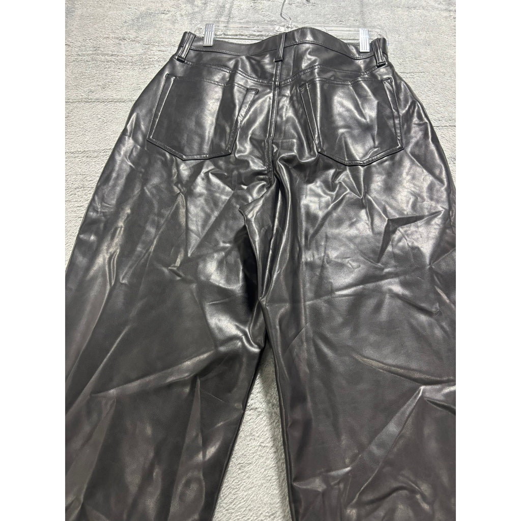 Abercrombie & Fitch Curve Love Loose High Rise Vegan Leather Pants Black 29 8