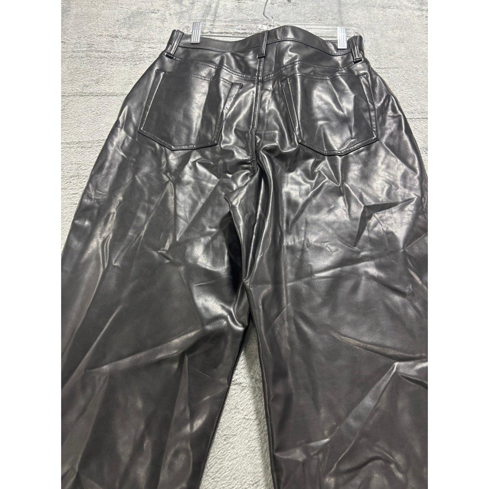 Abercrombie & Fitch Curve Love Loose High Rise Vegan Leather Pants Black 29 8