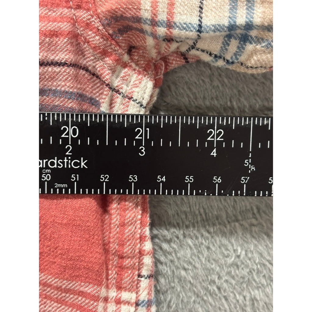 American Eagle Womens M Red Plaid Hooded Flannel Shirt Casual Vintage Cozy