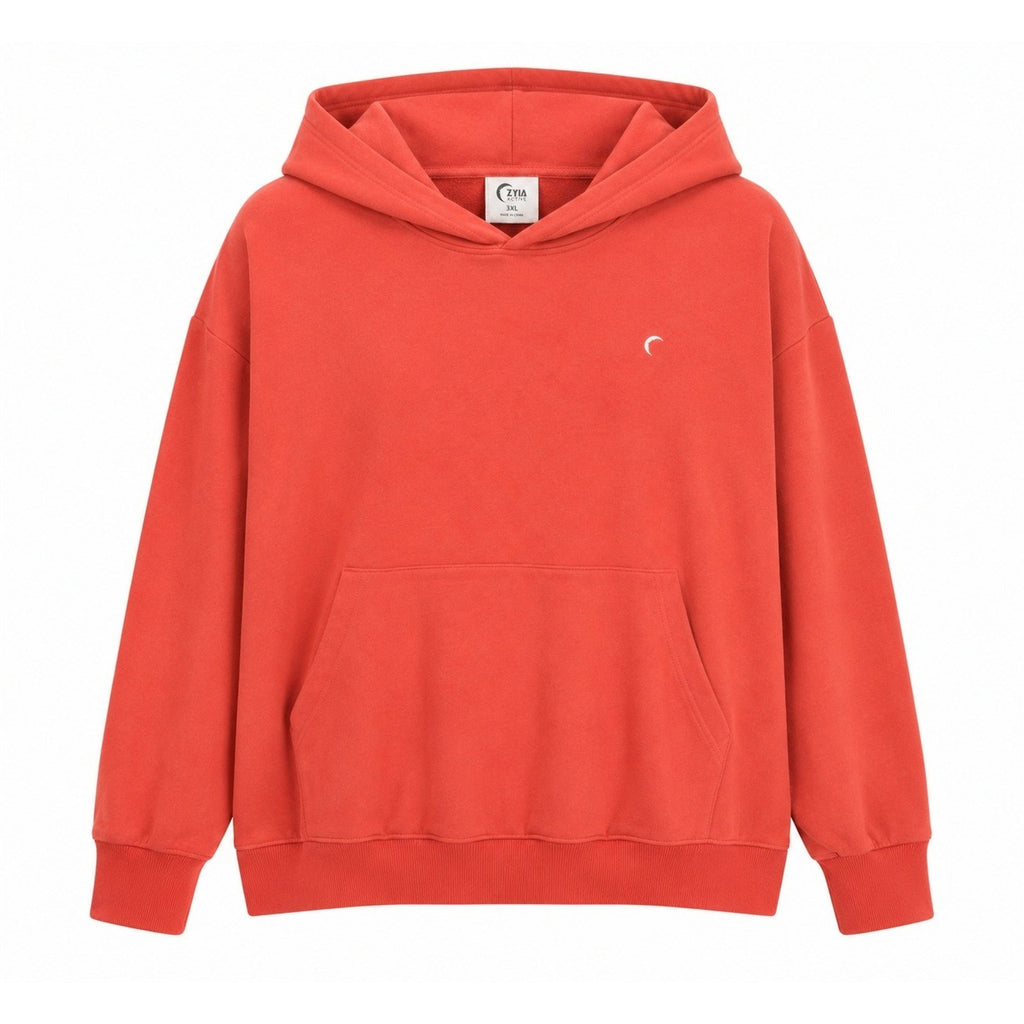 Zyia Active Terracotta Red Oversized Pullover Hoodie Sweatshirt 3XL Logo Pocket