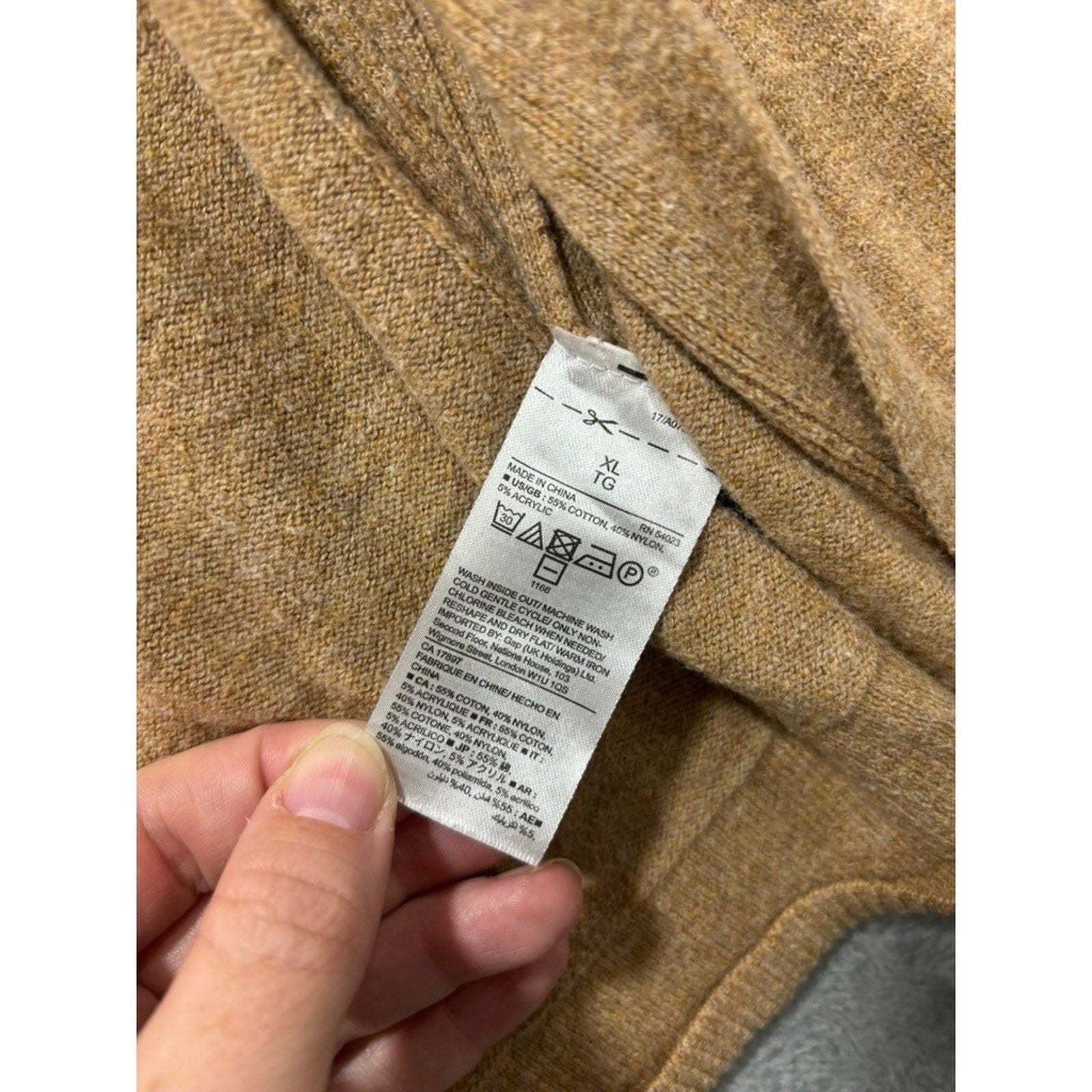 Gap Womens XL Open Front Cardigan Camel Tan Cotton Blend Knit Cozy Layering