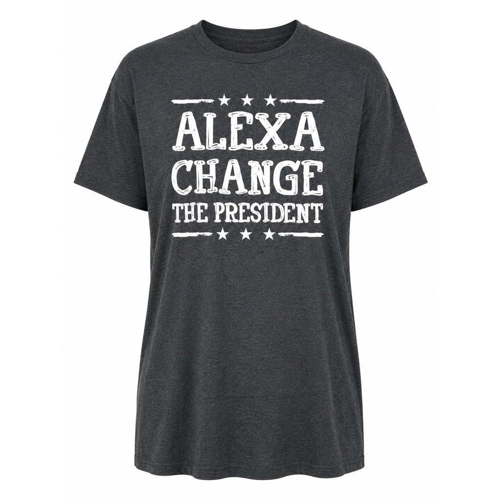 Next Level Women Alexa Change The President Graphic T-Shirt Charcoal Grey XL