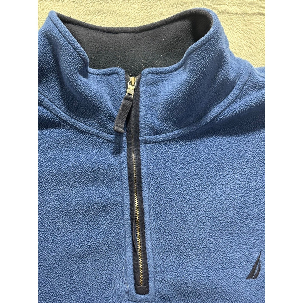 Nautica XL Blue Quarter Zip Fleece Pullover Mens Casual Cozy