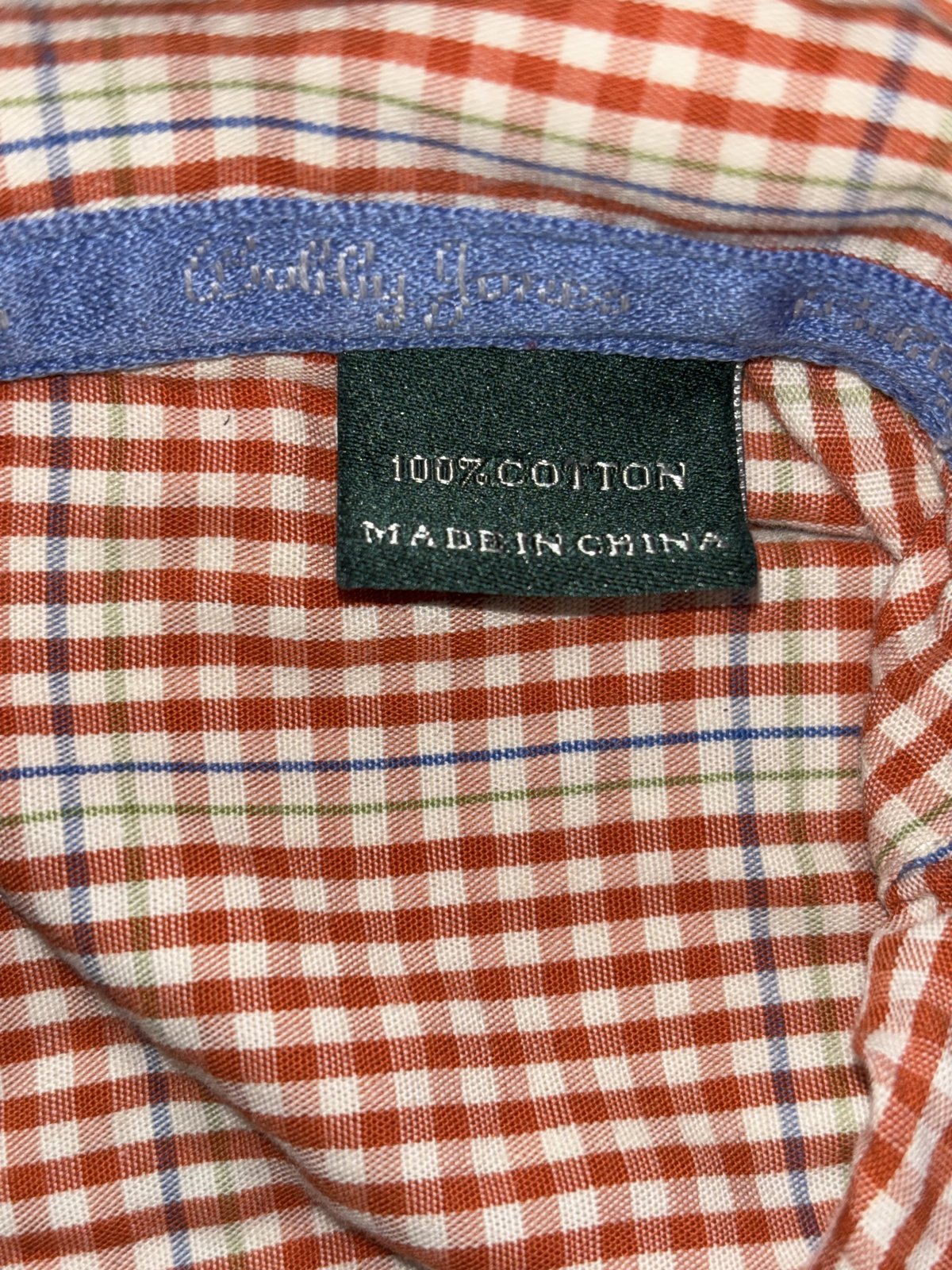 Bobby Jones Men's Orange White Gingham Shirt Size XL, photo 9 of 9