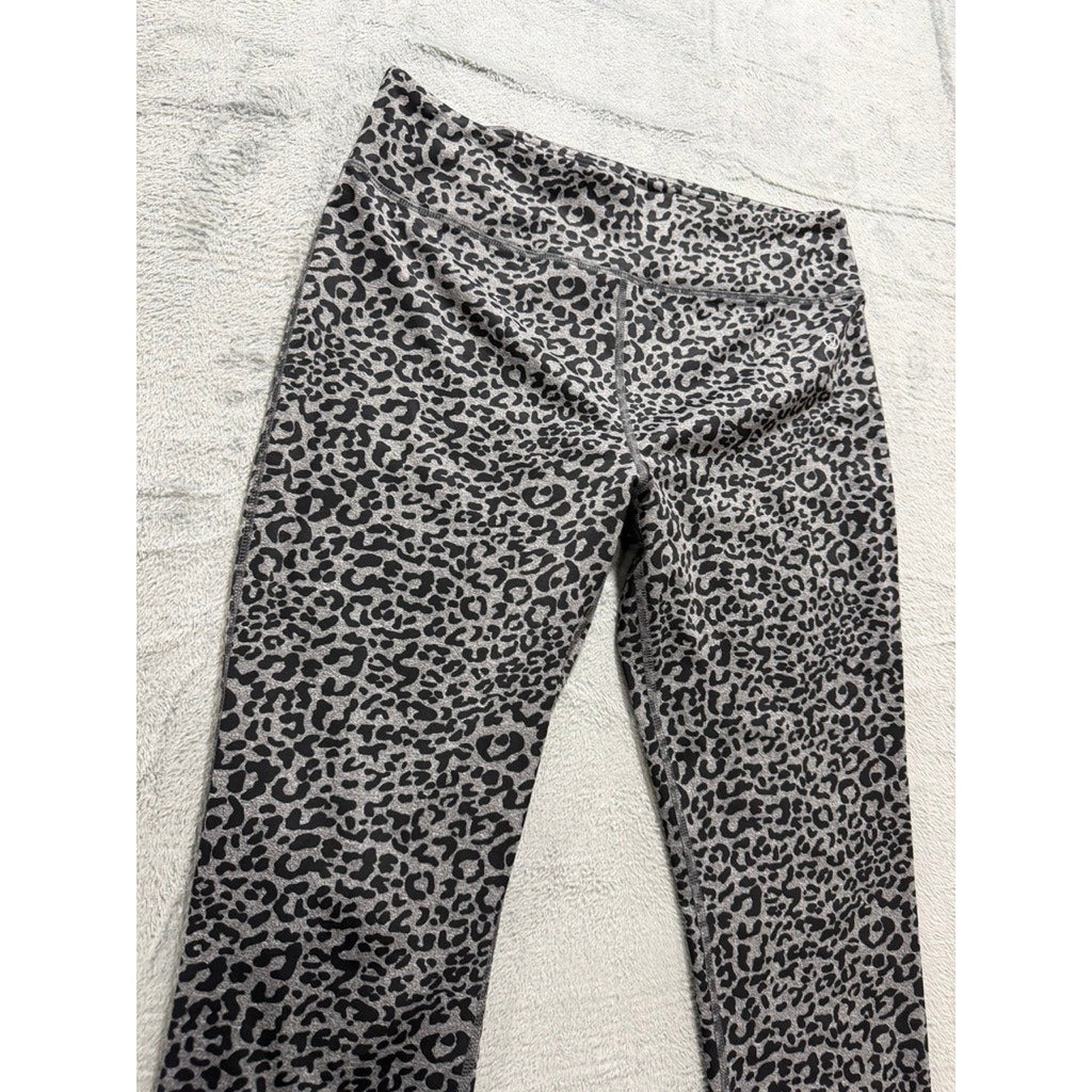 Vogo Athletica Womens XL Grey Leopard Print High Rise Capri Leggings Stretch