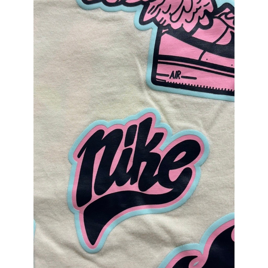 Nike S Cream Graphic T-Shirt Womens Athleisure Casual Short Sleeve Tee