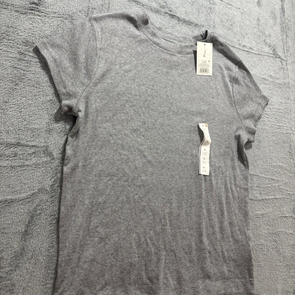 A New Day XL Gray Short Sleeve Ribbed T-Shirt Womens Casual Minimalist Basic