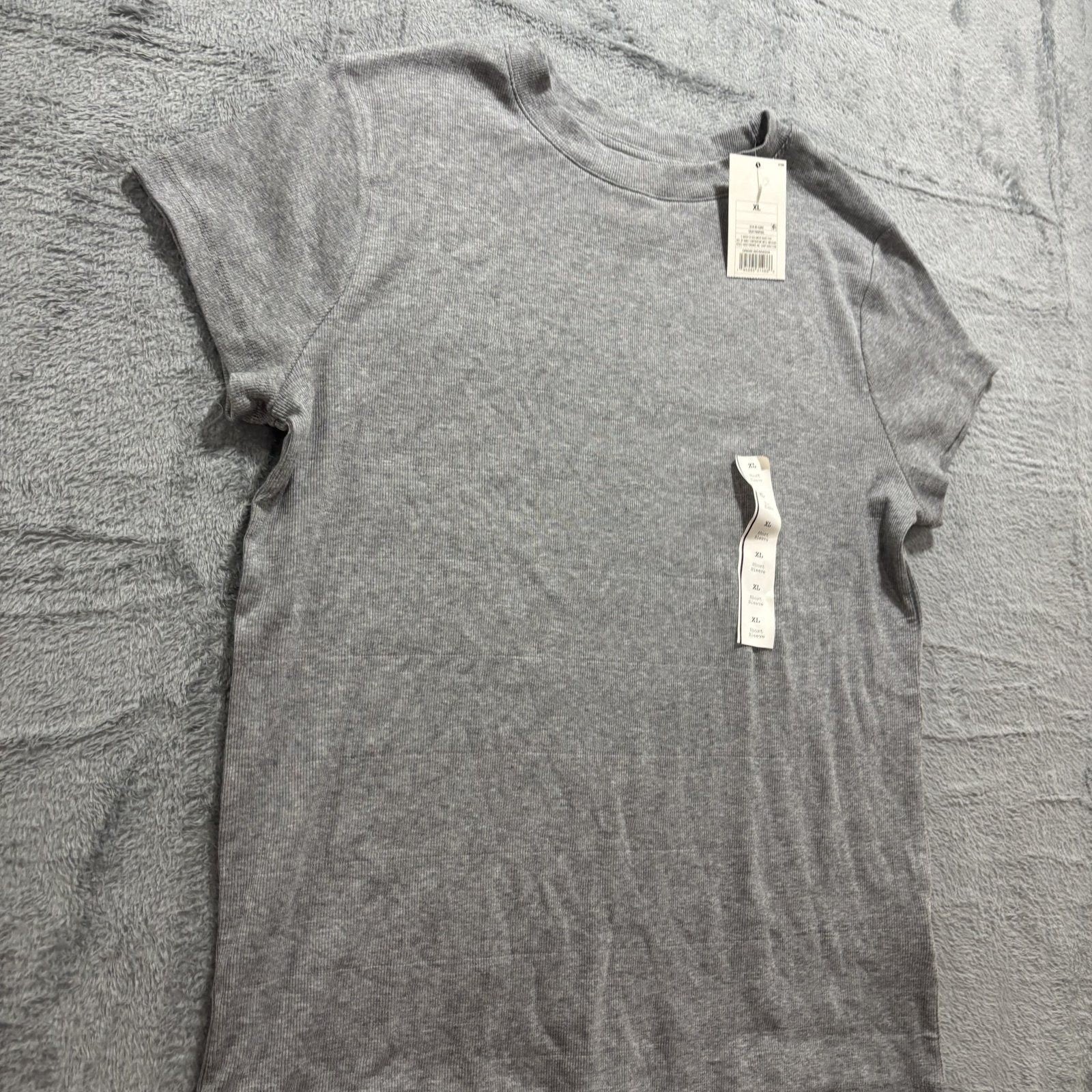 A New Day XL Gray Short Sleeve Ribbed T-Shirt Womens Casual Minimalist Basic