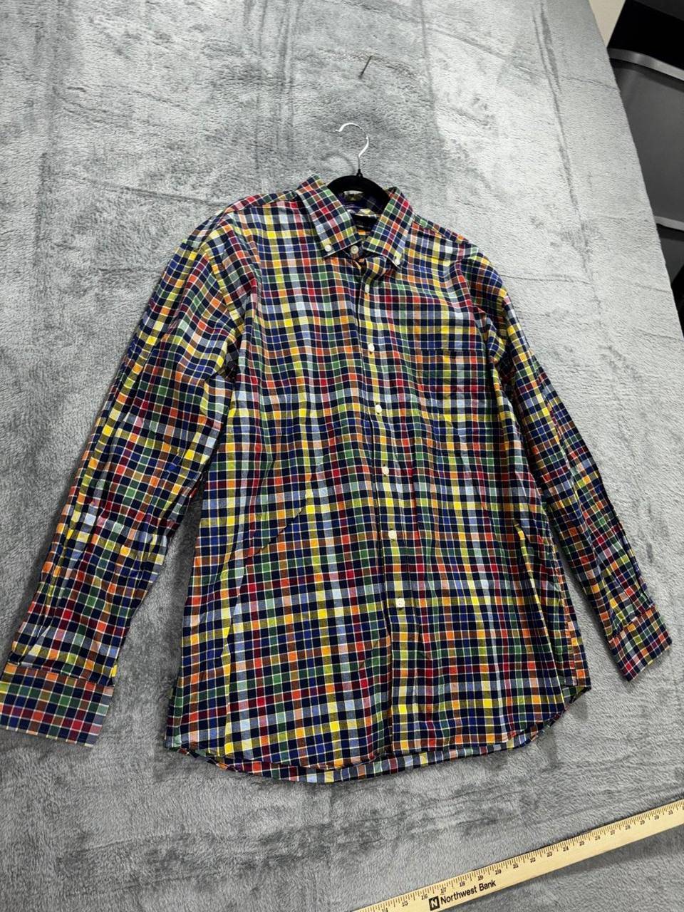 Alan Flusser Men's Multicolor Plaid Shirt Size L, photo 3 of 8