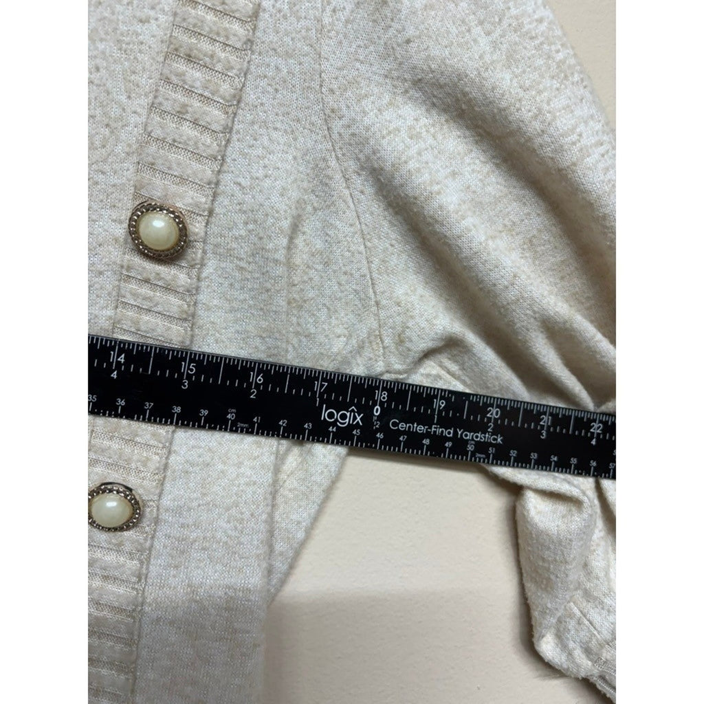 Adrienne Vittadini Cowl Neck Sweater Cream Button Detail Asym Hem Women's Large