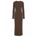 H&M Ribbed Long Sleeve Maxi Dress Chocolate Brown Asymmetrical Layered NWT