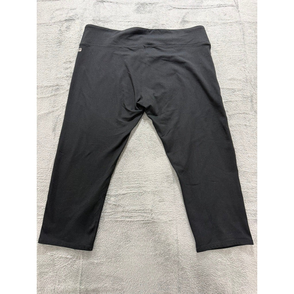 Fabletics XXL Black Moto Ribbed Capri Leggings High Waist Compression Gym
