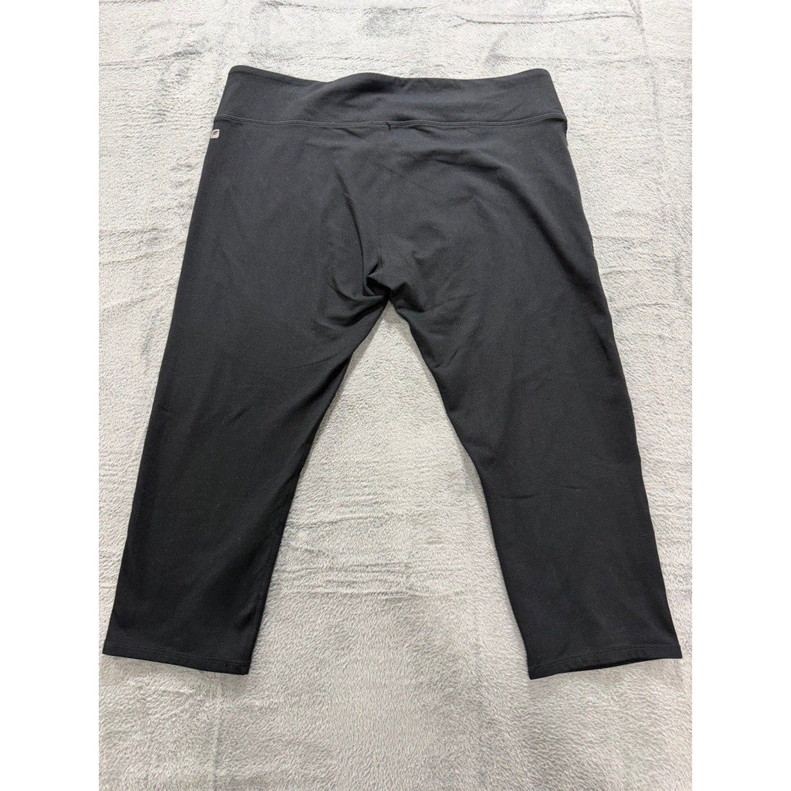 Fabletics XXL Black Moto Ribbed Capri Leggings High Waist Compression Gym