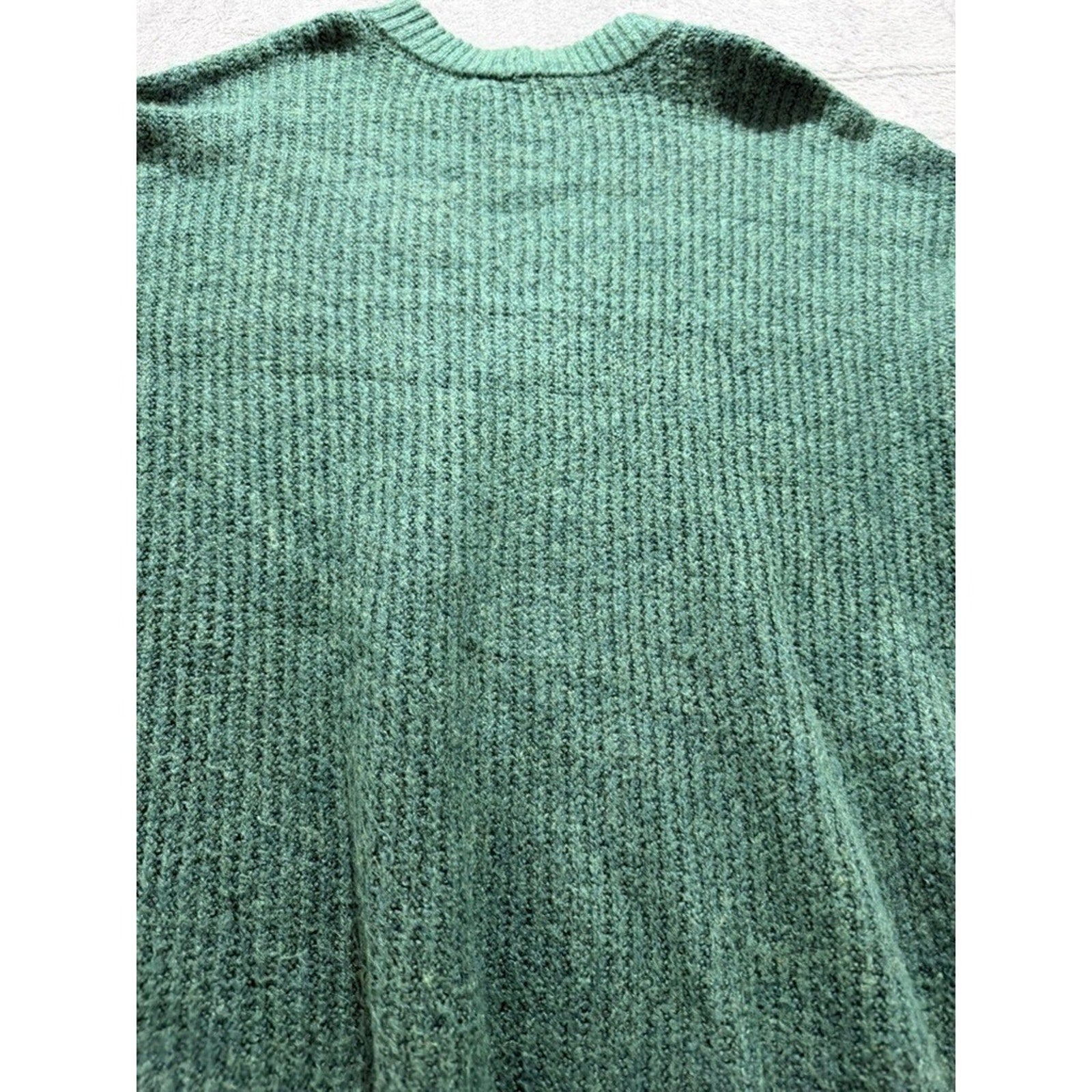 American Eagle Womens Forest Green Ribbed Crewneck Relaxed Fit Sweater Size M