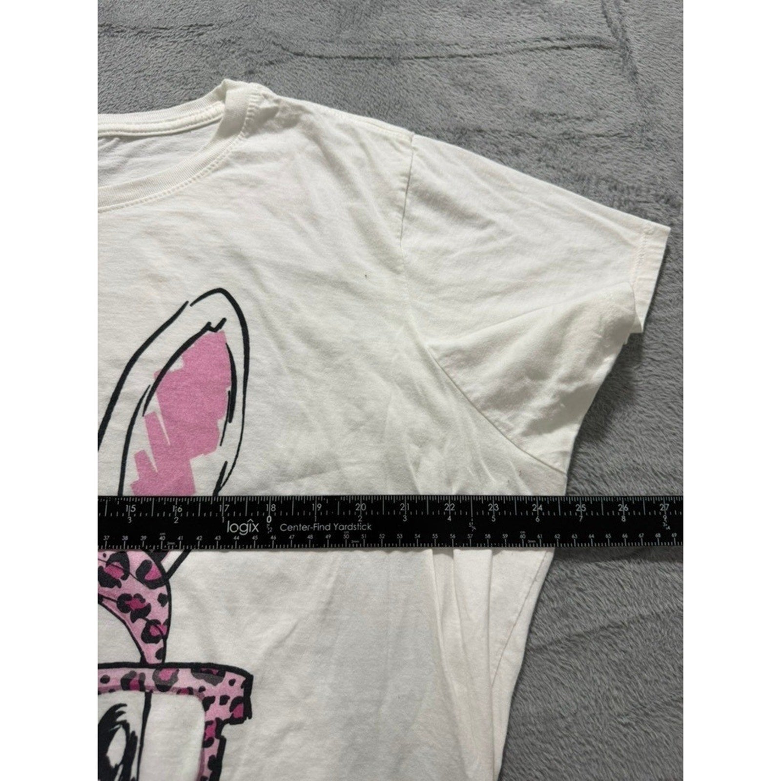 Port & Company White Bunny Leopard Glasses Graphic T-Shirt Womens 3XL Quirky