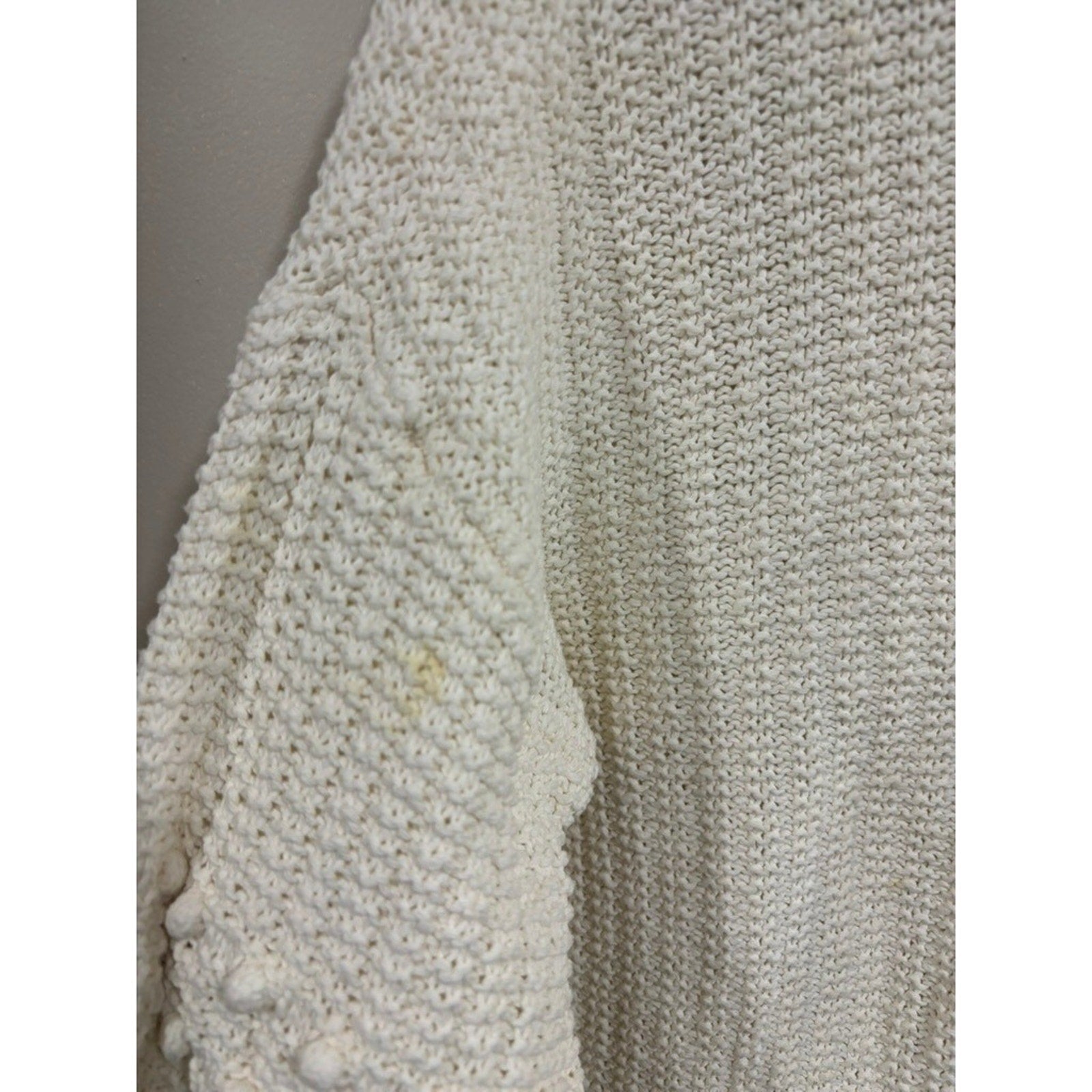 Madewell Chunky Knit Bobble Sleeve Cropped Sweater Neutral Cozy M Minimal Cream