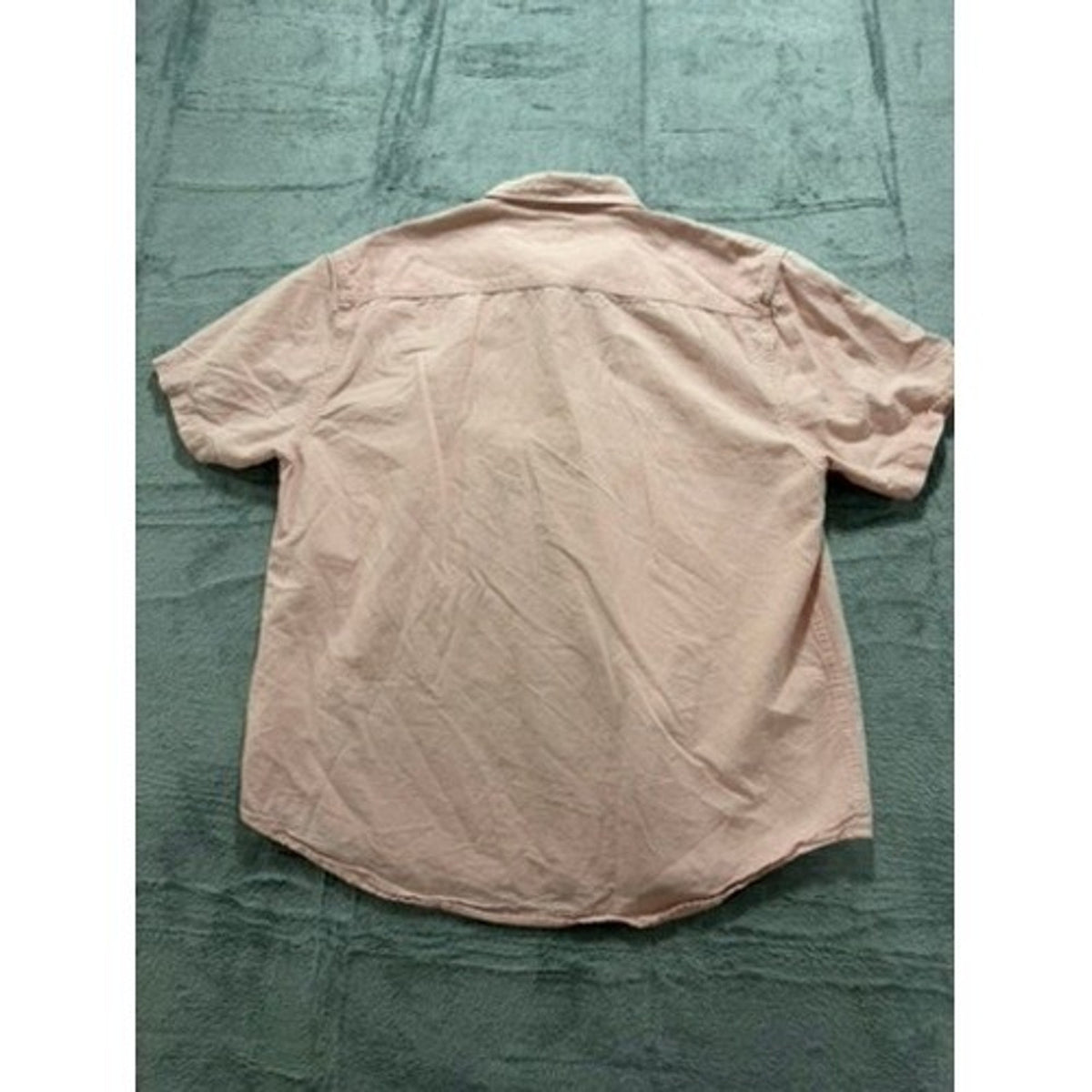 Coastaoro Mens XL Short Sleeve Button Down Shirt Salmon Pink Textured Casual