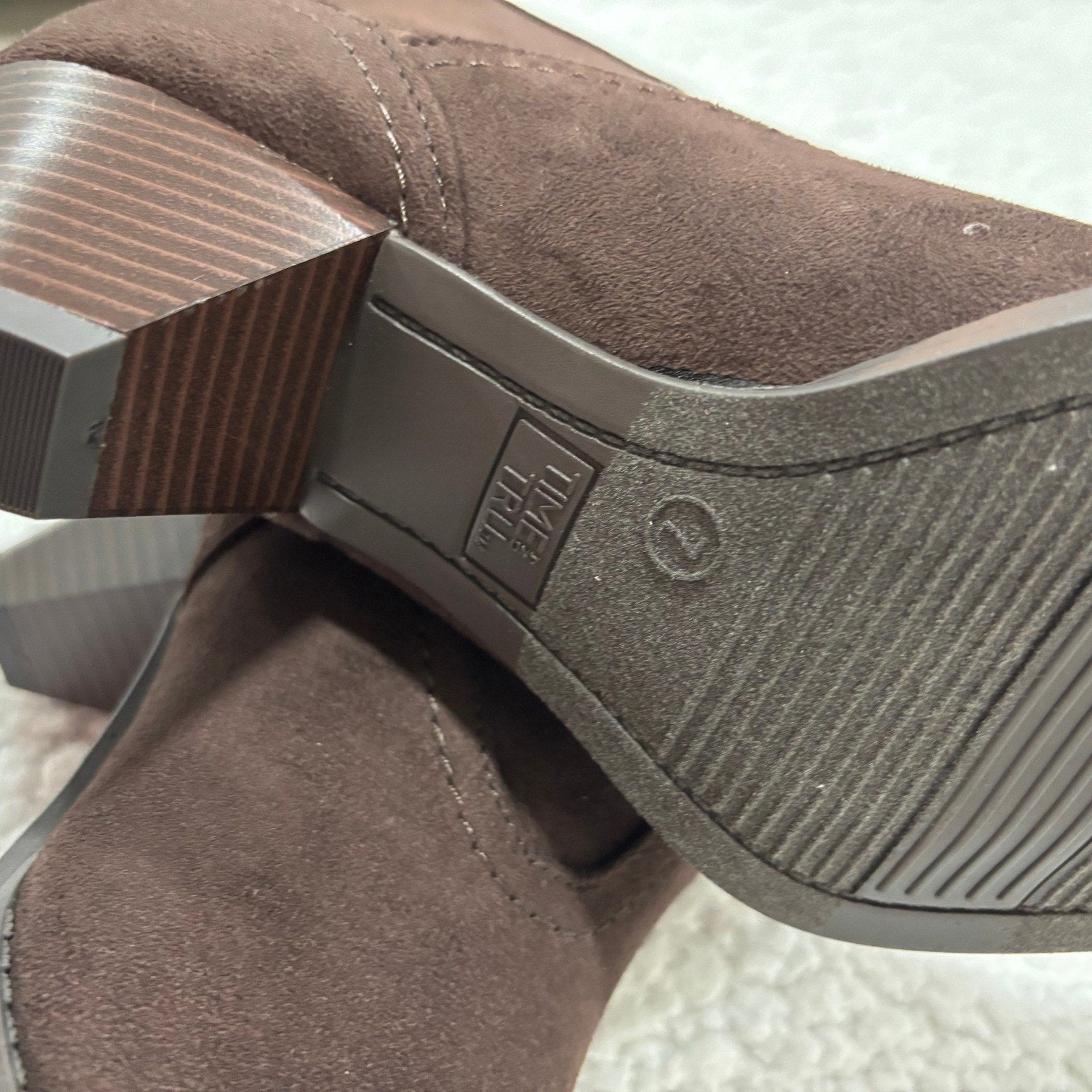 Time and Tru Womens 7 Brown Western Ankle Booties Block Heel Boho Cowgirl Boots