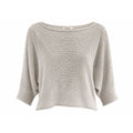 Luisa Ricci Italy Women Light Gray Mixed Knit Batwing Boat Neck Sweater Large