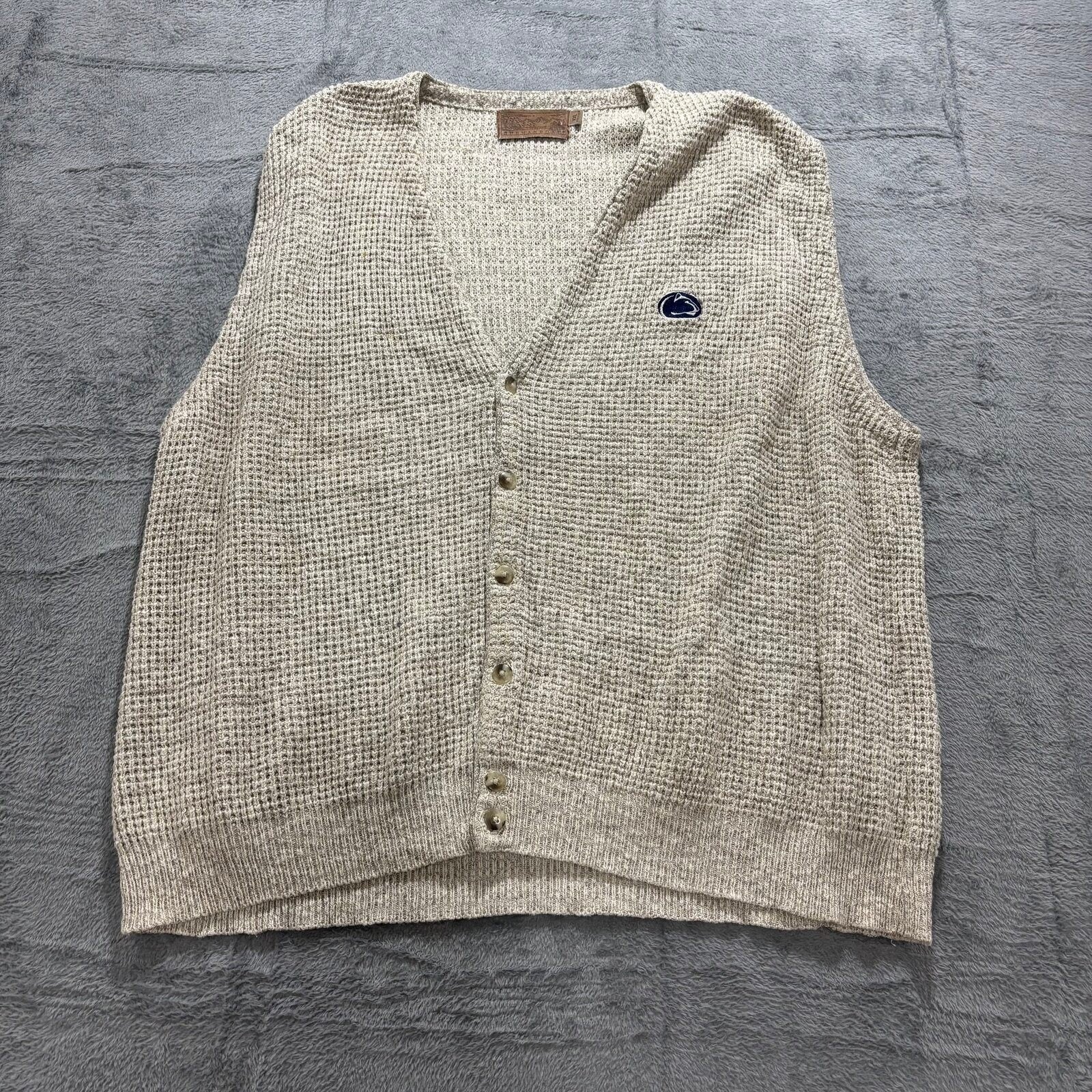 Shenandoah Womens XXL Tan Knit Sweater Vest Penn State Nittany Lions Vintage XXL