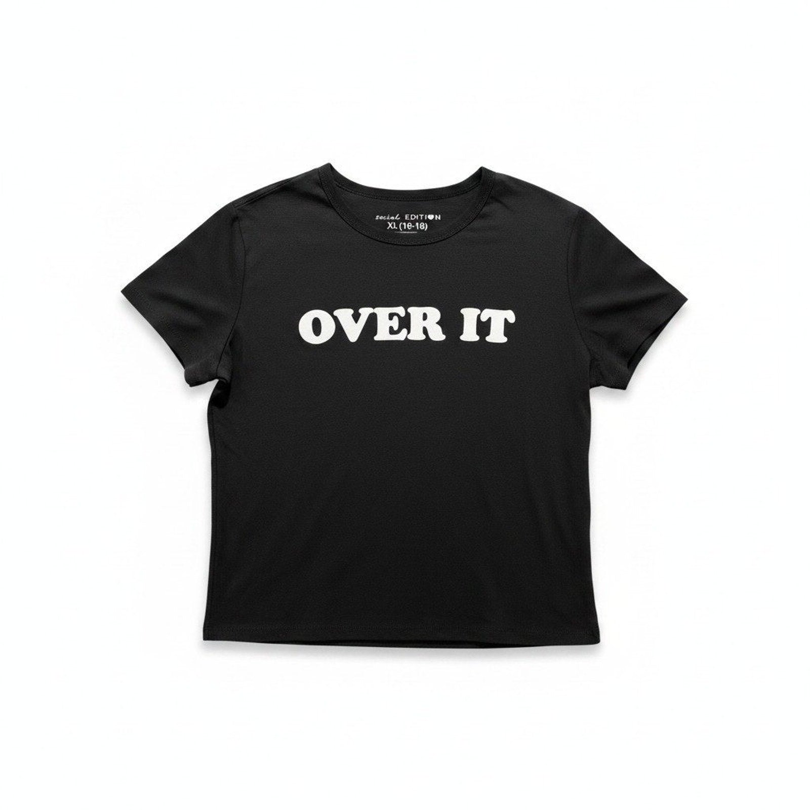 Social Edition XL Black Womens Over It Graphic T-Shirt Casual Vintage Style