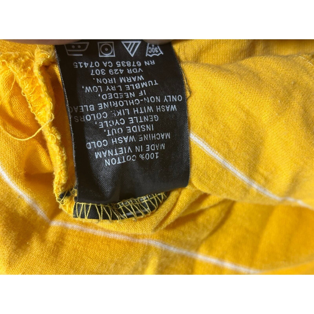 Nautica L Yellow Striped Short Sleeve Polo Shirt Mens Casual Preppy Vintage