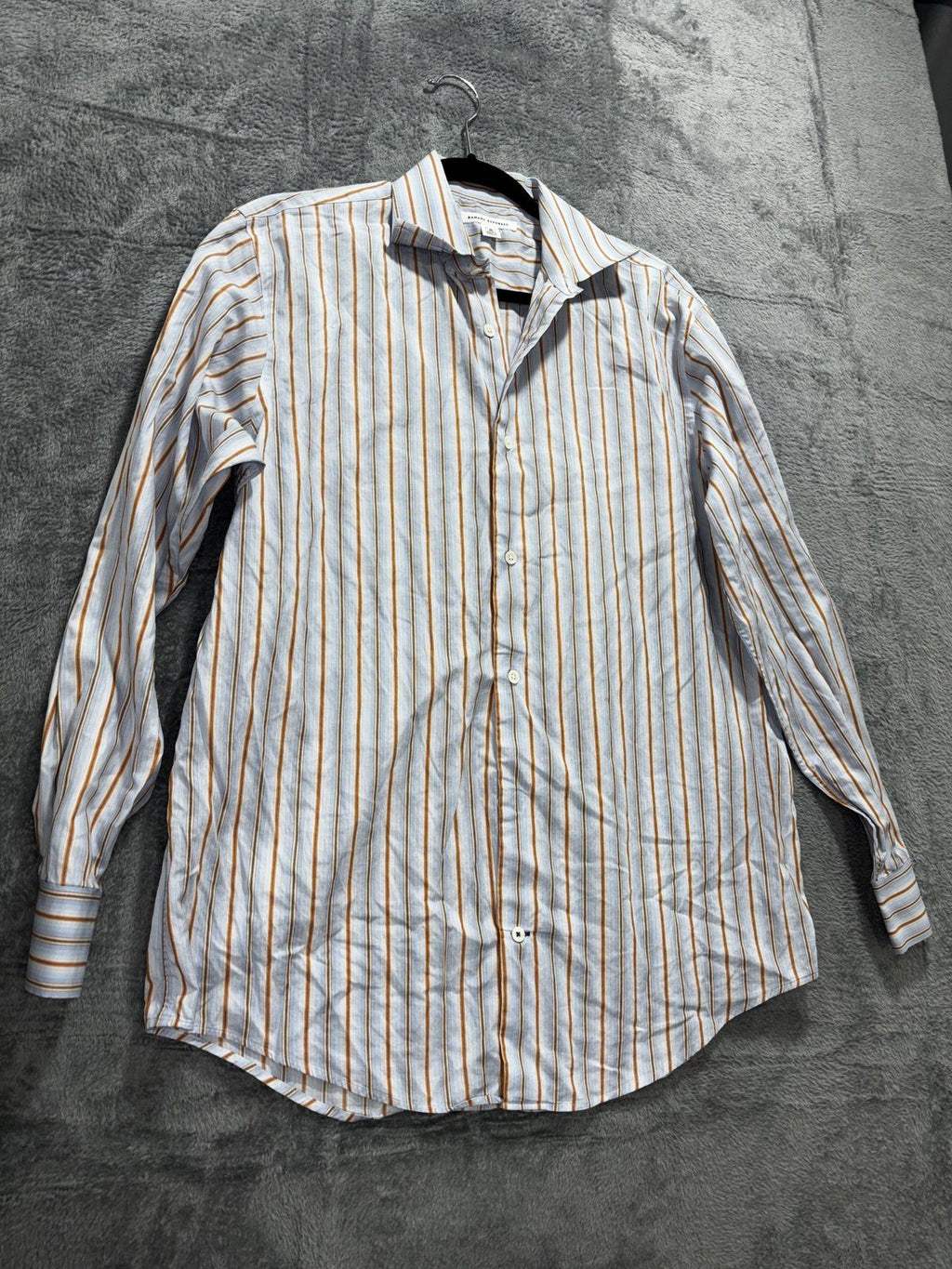 Banana Republic Mens 15-15 1/2 M Blue Striped Long Sleeve Button Up Dress Shirt