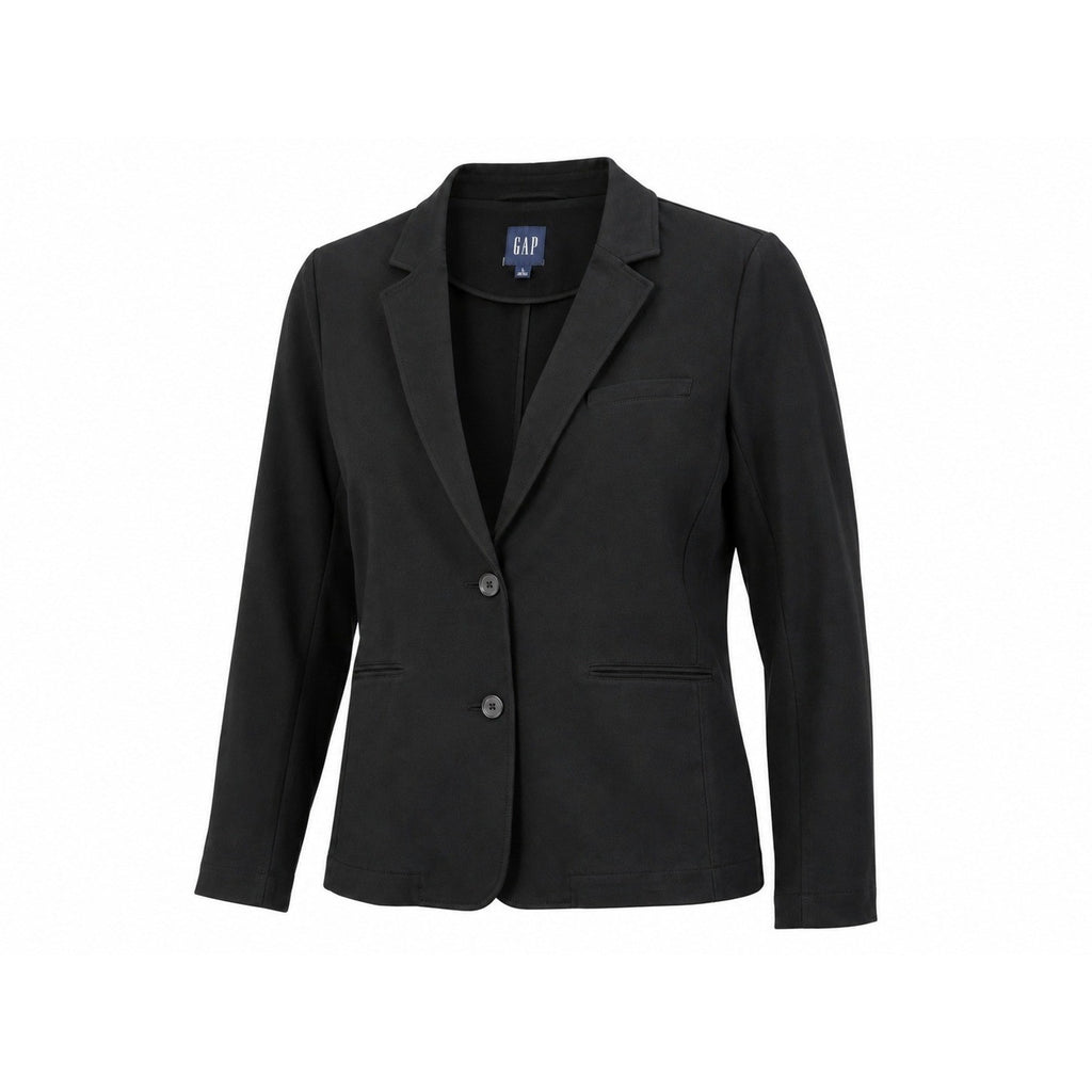 GAP Womens Black Two-Button Stretch Knit Blazer Jacket Size Large L Solid